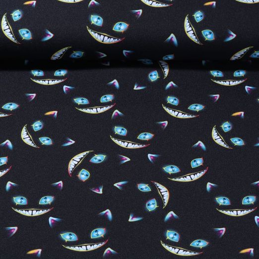 Tissu de carnaval - Chat du Cheshire Noir