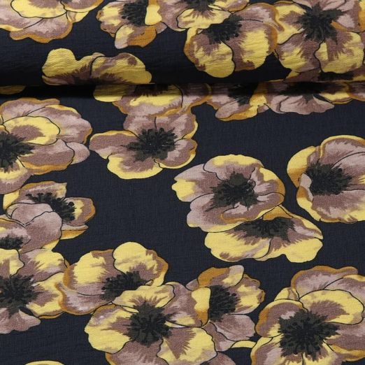 Viscose - Coquelicots Noir Jaune