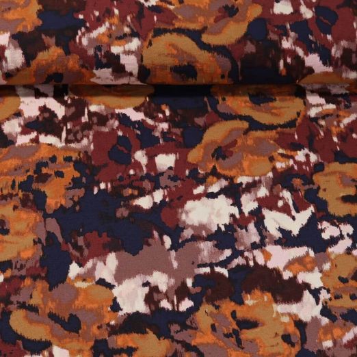 Viscose - Fleurs Abstrait Bleu marine
