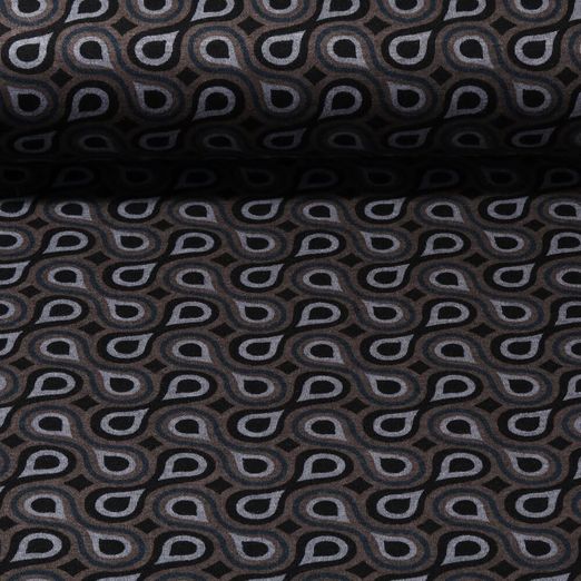 Romanit-Jersey - Tropfen Taupe Schwarz