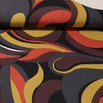 Viscose-Popeline - Gouttes Rétro Orange Jaune moutarde