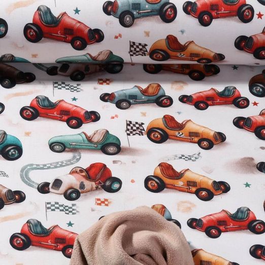 Softshell - Impression digitale Voitures de course Vintage Ecru
