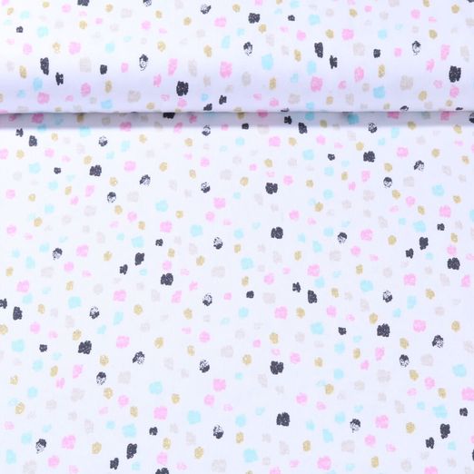 Jersey - Taches Paillettes Blanc Turquoise