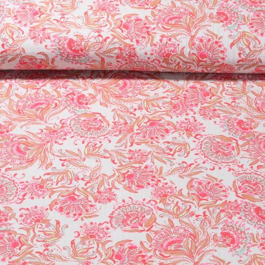 Baumwoll-Webware - Digitaldruck Vintage Mix Paisley Orange
