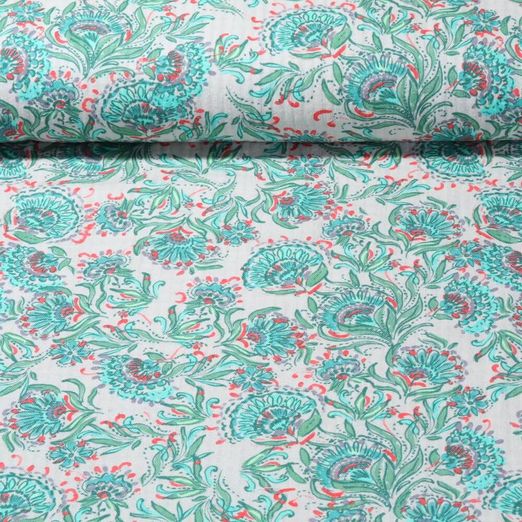 Tissu coton - Impression digitale Mélange Paisley Vintage Vert