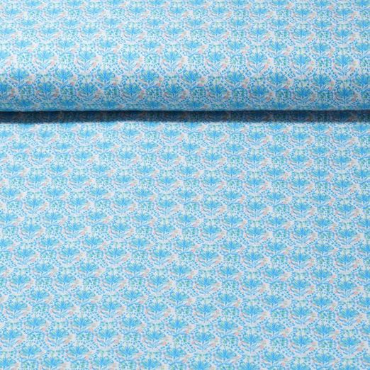 Baumwoll-Webware - Digitaldruck Vintage Mix Blumen Blau