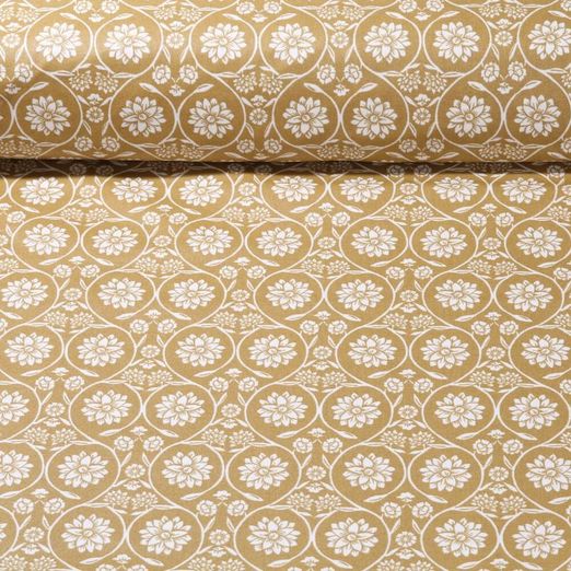 Coton enduit - Campagne Fleurs Ocre