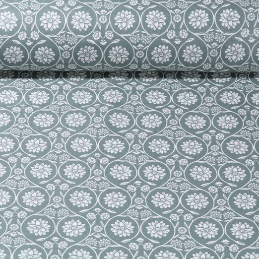 Coton enduit - Campagne Fleurs Vert
