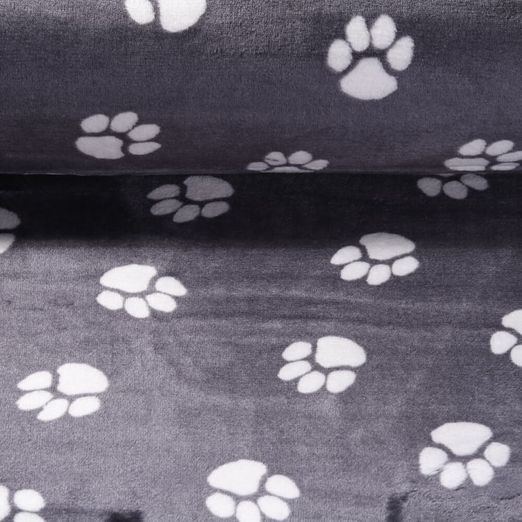 Fleece - Kuschelfleece Doubleface Hundepfoten Dunkelgrau
