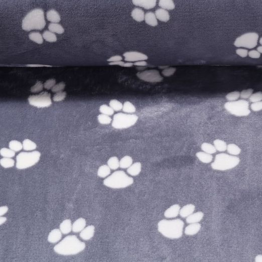 Fleece - Kuschelfleece Doubleface Hundepfoten Hellgrau