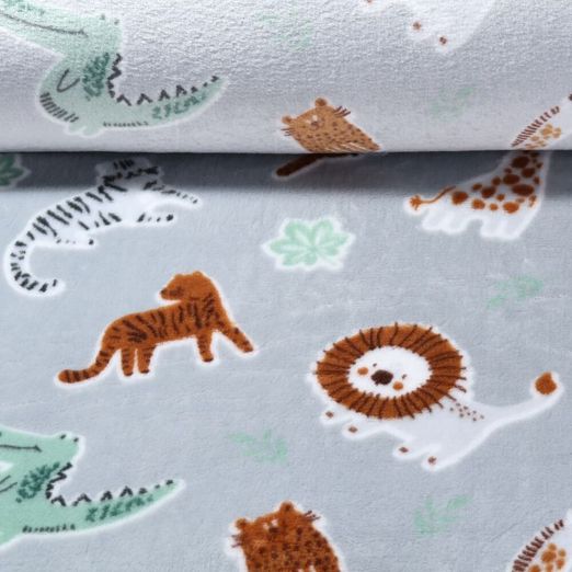 Polaire Wellness - Double face Animaux sauvages Gris