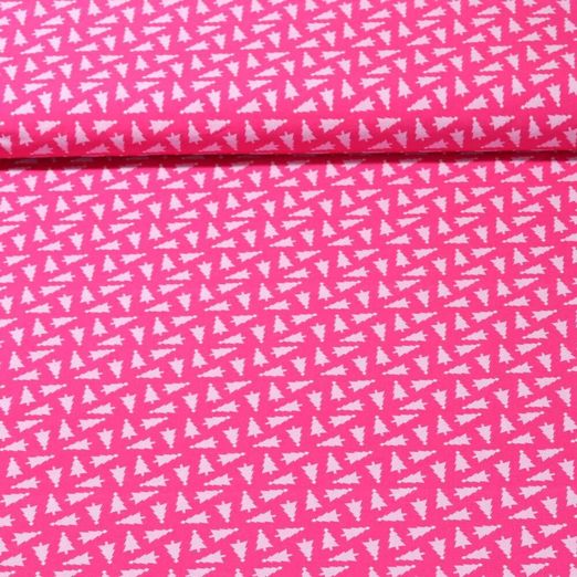 Popeline de coton bio - Hamburger Liebe Impression digitale Christmas Trees Rose vif