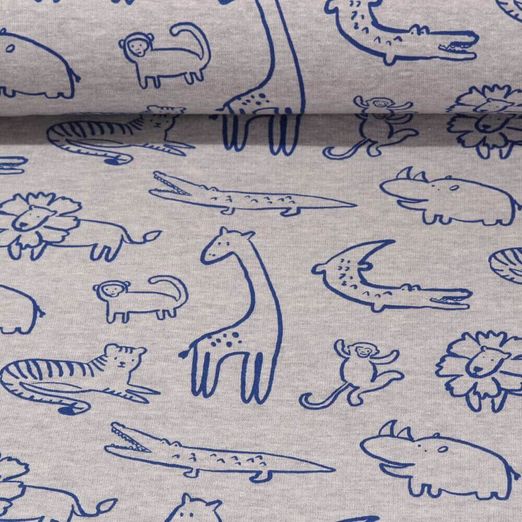 Sweat - Wilde Tiere Hellgrau Melange