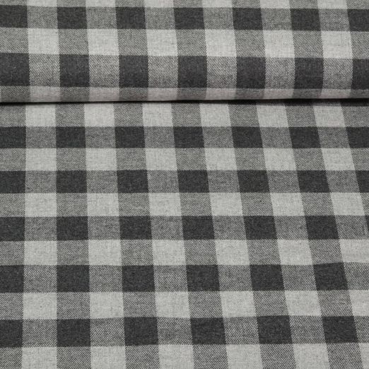 Flanelle de coton - Gros carreaux Gris Anthracite