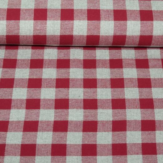 Flanelle de coton - Gros carreaux Gris Rouge