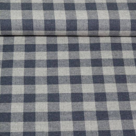 Flanelle de coton - Gros carreaux Gris Bleu