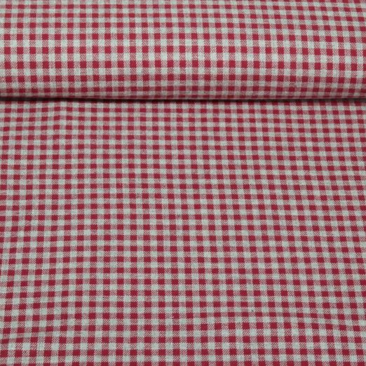 Flanelle de coton - Petits carreaux Gris Rouge