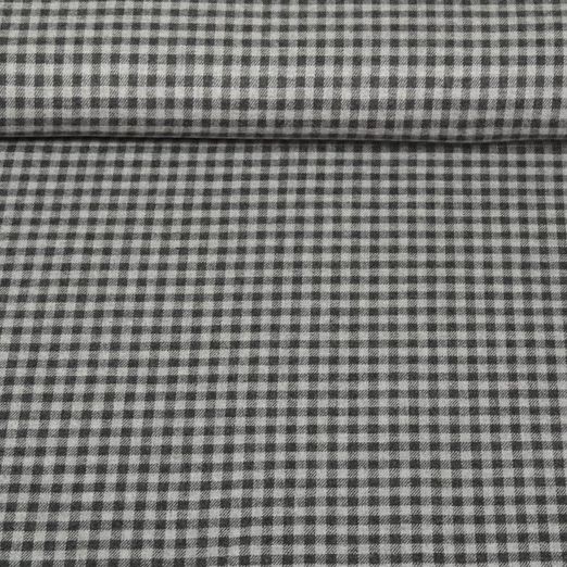 Flanelle de coton - Petits carreaux Gris Anthracite