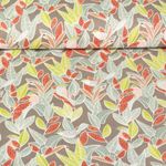 Coton enduit - Oiseaux et Feuilles Taupe