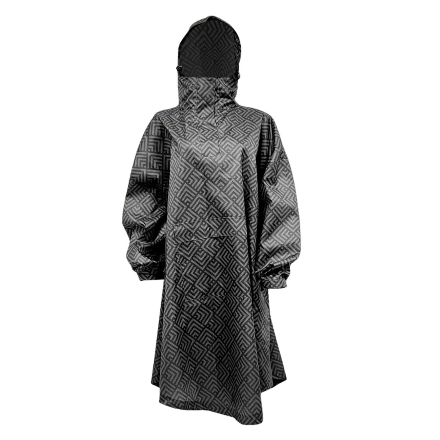 Regenjackenstoff - Poncho Reflektor Schwarz Grau-1 Regenjackenstoff - Poncho Reflektor Schwarz Grau-1