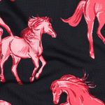 Zomersweat - French Terry digitale print paarden zwart Zomersweat - French Terry digitale print paarden zwart
