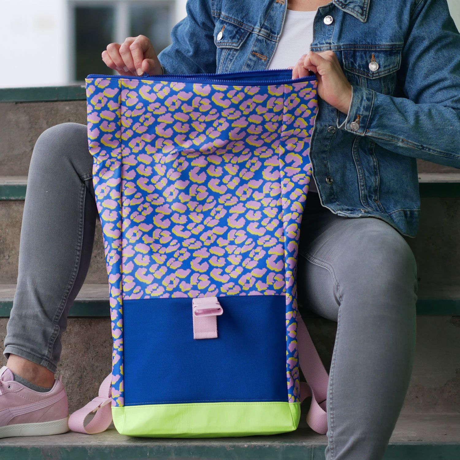 Leo Kunstleder Rucksack von Grünkariert *Taschenstar*-2 Leo Kunstleder Rucksack von Grünkariert *Taschenstar*-2
