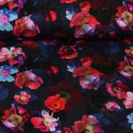 Sommersweat - French Terry Digitaldruck Blüten Navy