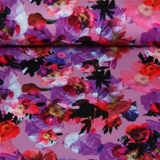 Sommersweat - French Terry Digitaldruck Blüten Hortensie