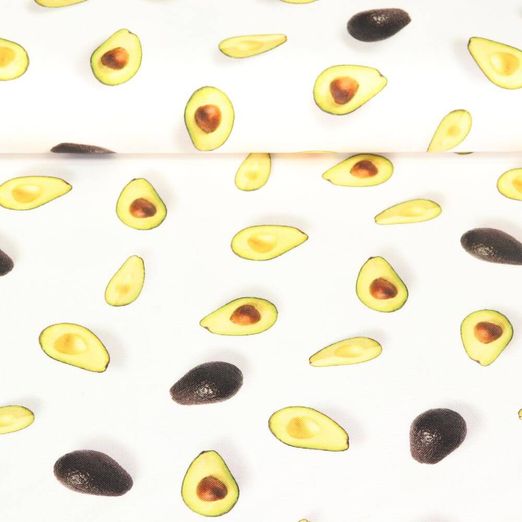 Toile de coton - Impression digitale Avocats Blanc