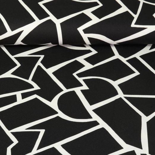 Toile de coton - Formes Noir Blanc