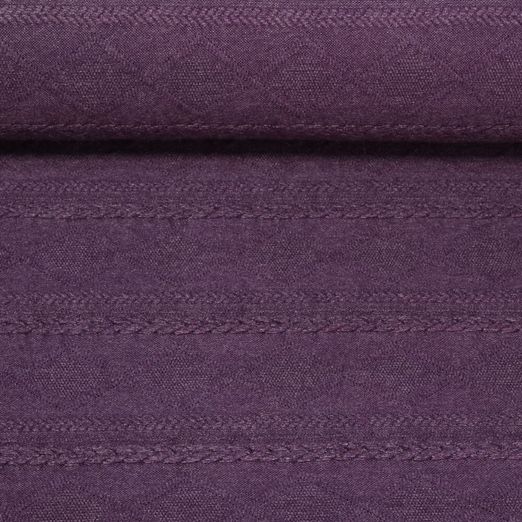 Jersey tricoté - Tresses et losanges Mélange aubergine