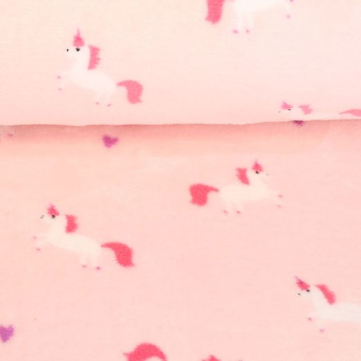 Kuschelfleece - Doubleface Einhörner Rosa