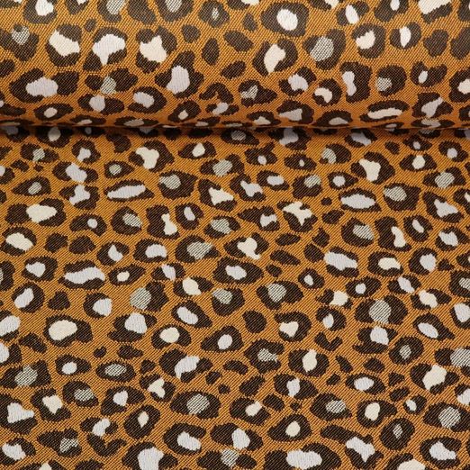 Toile jacquard - Léopard Marron