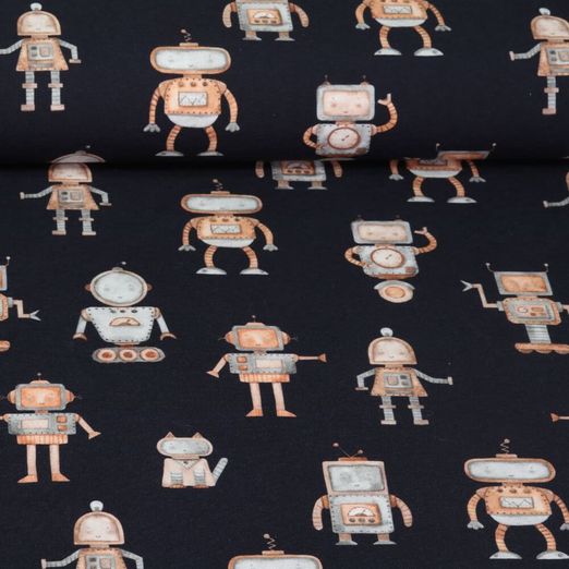 Jersey - Impression digitale Robots Bleu marine