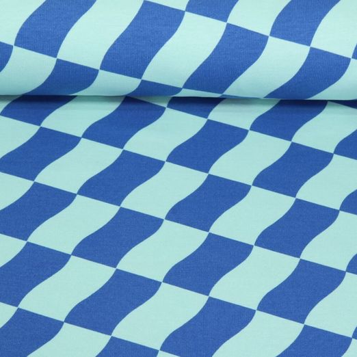 Sweat soft - Rectangles Vagues Vert menthe Bleu encre