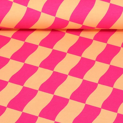 Soft Sweat - Rechtecke Welle Orange Pink
