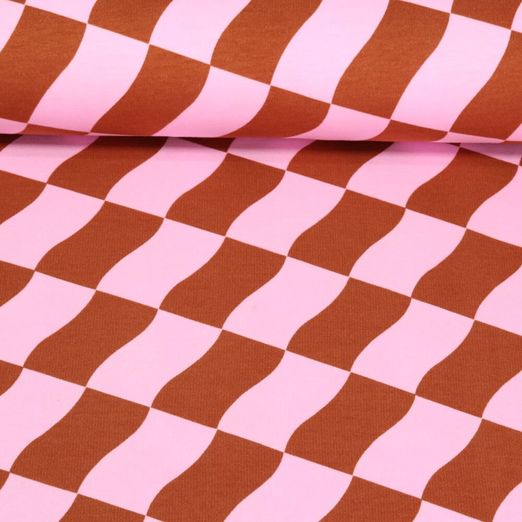 Sweat soft - Rectangles Vagues Rose Marron