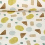 Coton gaufré - Impression digitale Formes Blanc Vert