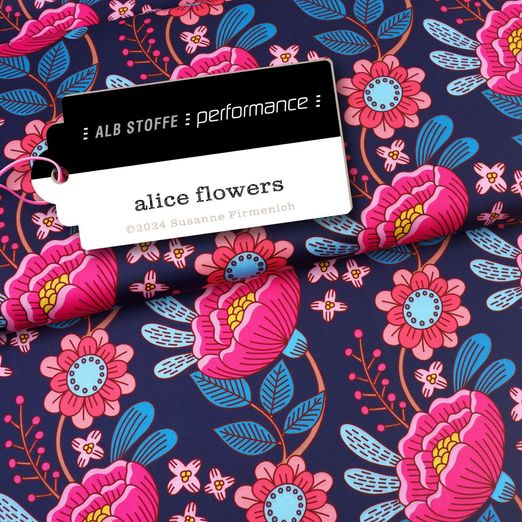 Albstoffe Performance Kollektion - Alice Flowers Navy Albstoffe Performance Kollektion - Alice Flowers Navy