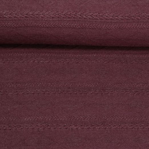 Jersey tricoté - Tresses et losanges Bordeaux Mélange