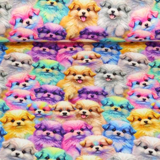 Sweat été - French Terry Impression digitale Chiens Multicolore
