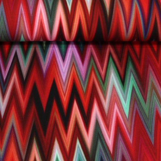 Sweat été - French Terry Impression digitale Zig zag Rouge