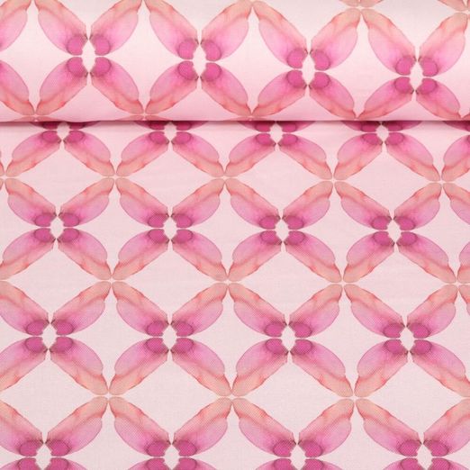 Toile de coton - Impression digitale Graphique Rose