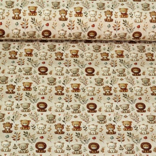 Jersey - Impression digitale Lionceux Beige foncé