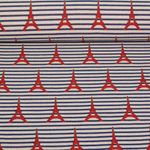 Toile jacquard - Tour Eiffel Rayures Beige Bleu