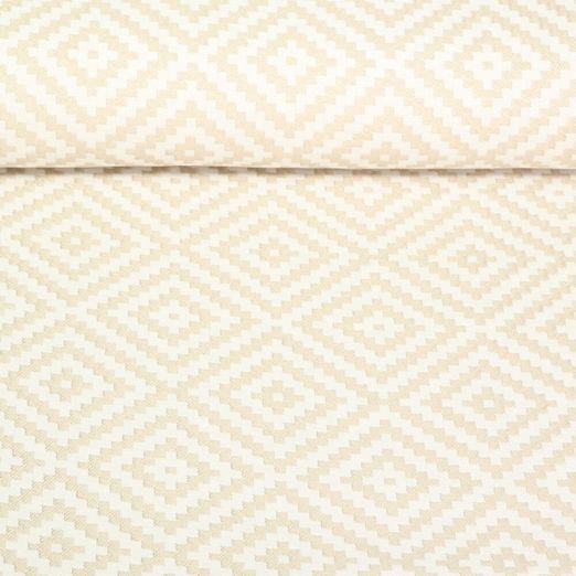 Toile jacquard -  Losanges Ecru Beige