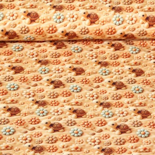 Jersey - Impression digitale 3D Tortues Caramel