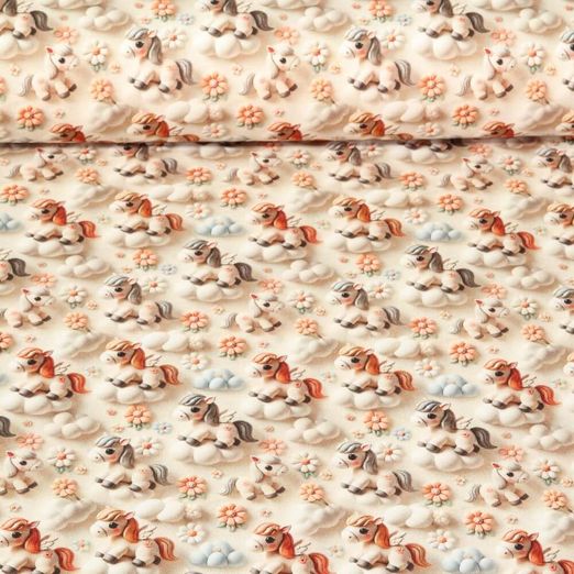 Jersey - Impression digitale 3D Mini Poneys Beige
