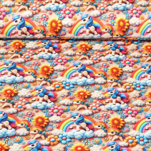 Jersey - Impression digitale 3D Poneys Arc-en-ciel Multicolore