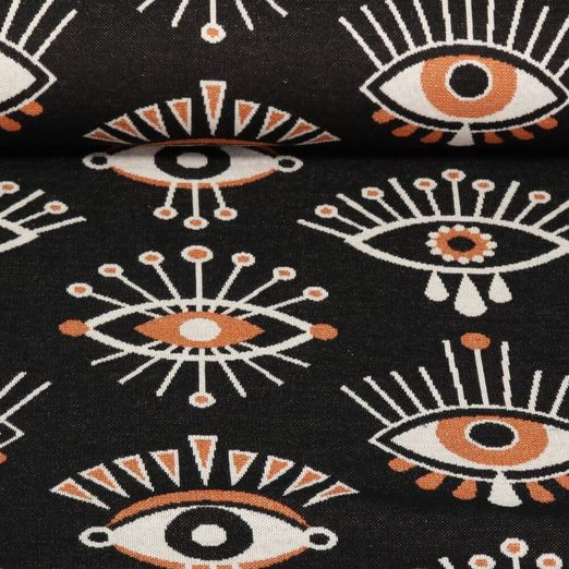 Jersey jacquard bio - Hamburger Liebe Magical Shimmer Eye of Enlightment Noir